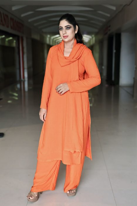 Orange Plane Kurti Set