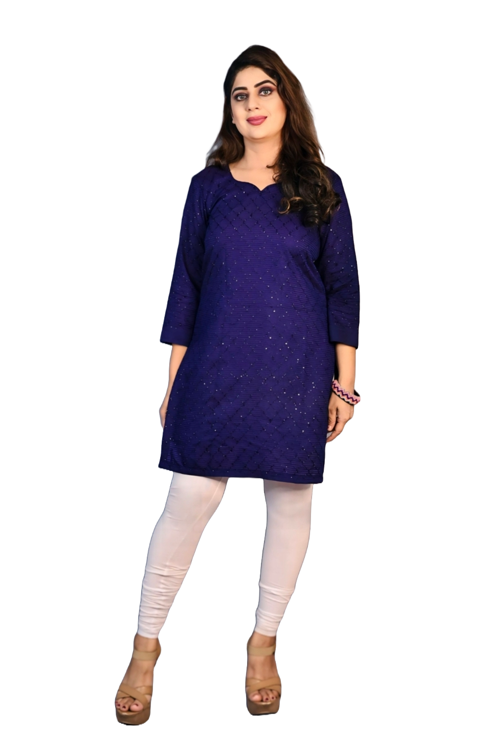 Blue Office Wear Short Kurti